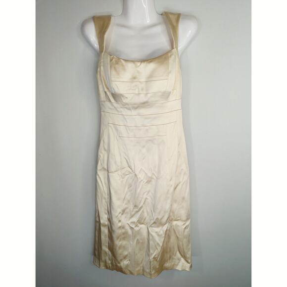 Jax Cream Satin Midi Cocktail Dress‎ Women's Size 4 Party Elegant Formal - Picture 1 of 11